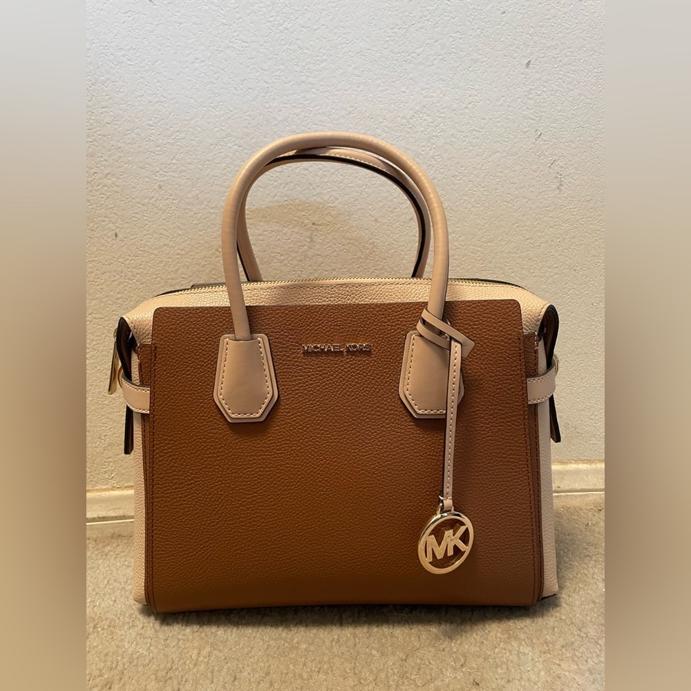 Michael Kors Mercer Two-Tone Brown Satchel Bag